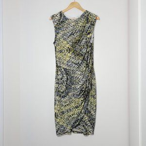 Ivy+Blu Women Black Abstract Yellow Gray Sleeveless Crew Neck Bodycon Plus Size